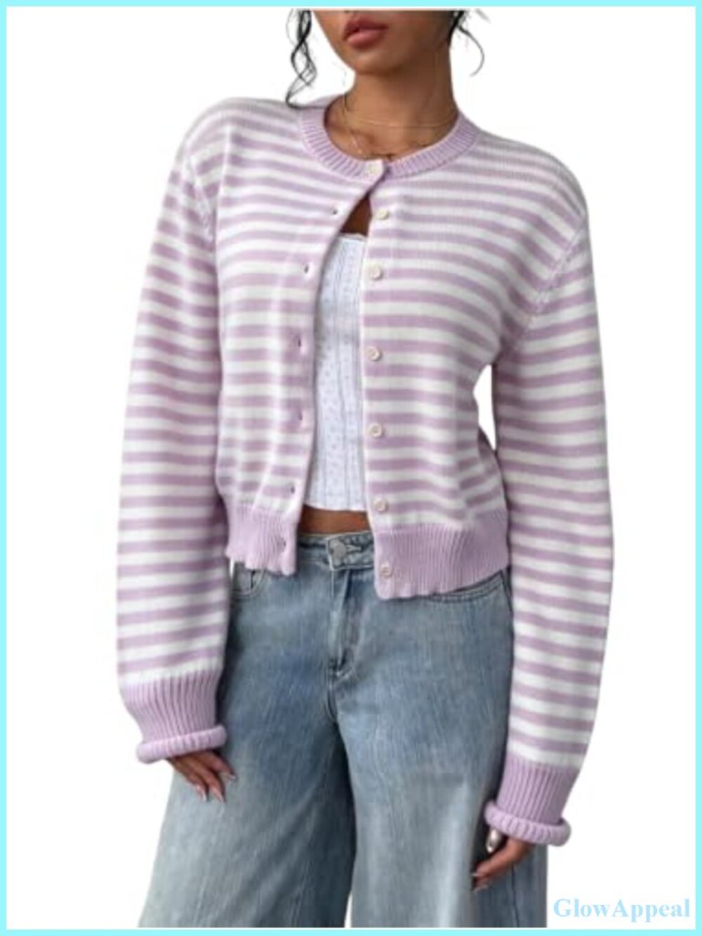 Women's Cropped Cardigan Button Front Lightweight Sweater Soft Long Sleeve